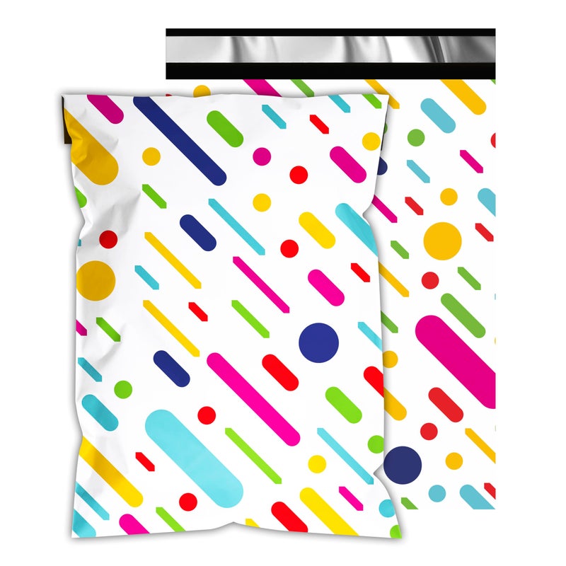 Vapulcio Poly Mailers 12x15.5 Inch 50 Pcs - Color Stripe Printed Shipping Bags, 2.4mil Thickness, Waterproof and Tear Resistant Mailing Envelopes, Self-Sealing Packaging Bags for Small Business - Image 1